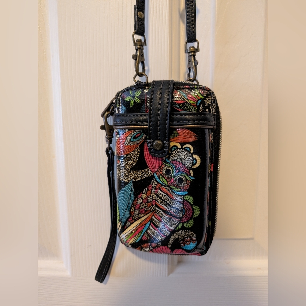Sakroots Dark Blue Owl Smartphone Crossbody Wallet